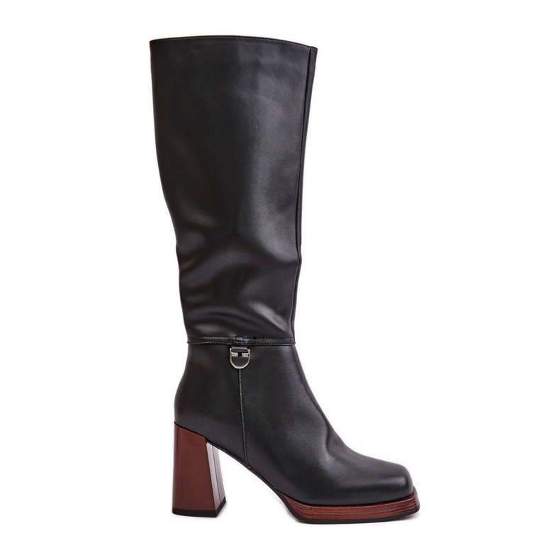 S.Barski Kožené elegantní zateplené boty na vysokém podpatku D&A JC42-39 Black černá S.Barski Kožené elegantní zateplené boty na vysokém podpatku D&A JC42-39 Black černá