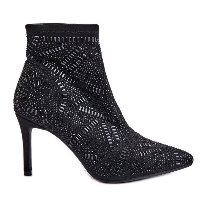 S. BARSKI Nazouvací zdobené kotníkové boty S.Barski HY42-161 Black černá