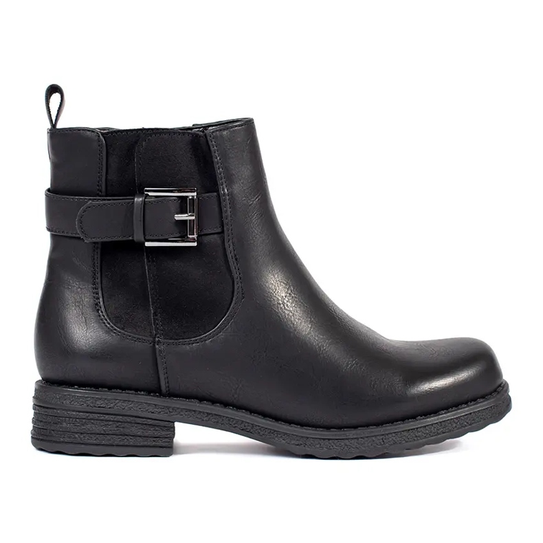 Černé dámské kotníkové boty s přezkou na nízkém podpatku černá