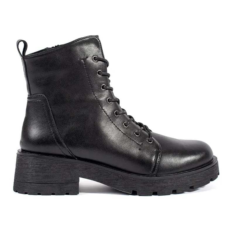 Kožené černé kotníkové boty se silnou podrážkou Sergio Leone černá