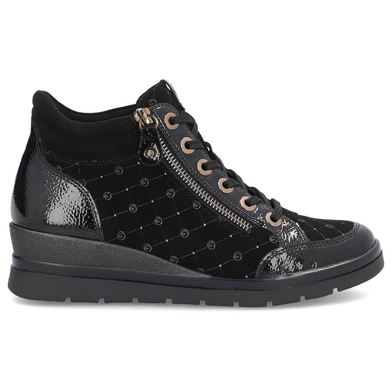 Rieker Dámské kožené logované a lakované kotníkové boty Remonte R0773-04 černá