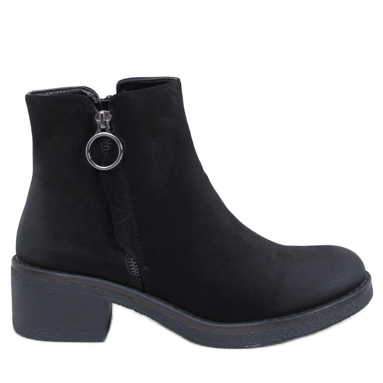 Levere Černé nubukové kotníkové boty na nízkém podpatku černá Levere Černé nubukové kotníkové boty na nízkém podpatku černá