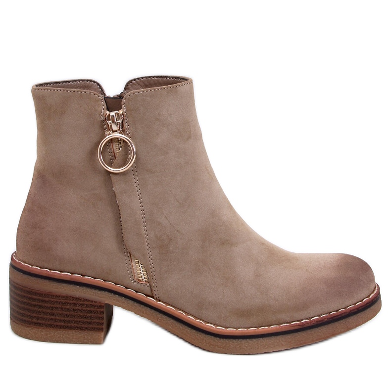 Nubukové boty Levere Khaki na nízkém podpatku béžový Nubukové boty Levere Khaki na nízkém podpatku béžový