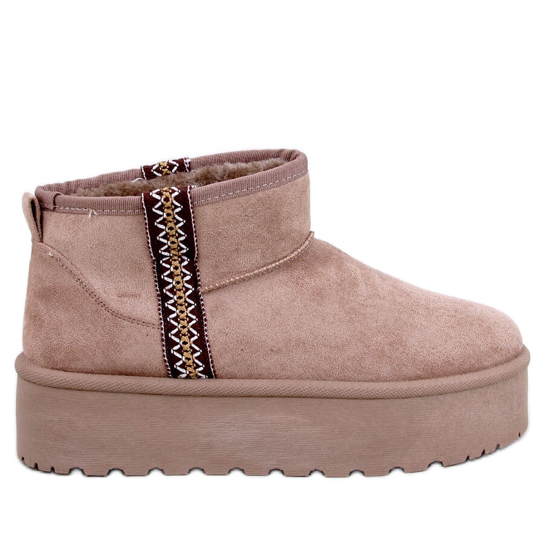 Krátké sněhule na platformě Weyan Khaki hnědý