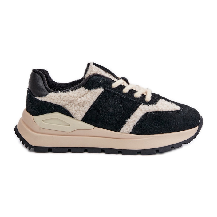 Dámské zateplené kožené tenisky Big Star OO274A318 HI-POLY System Black černá