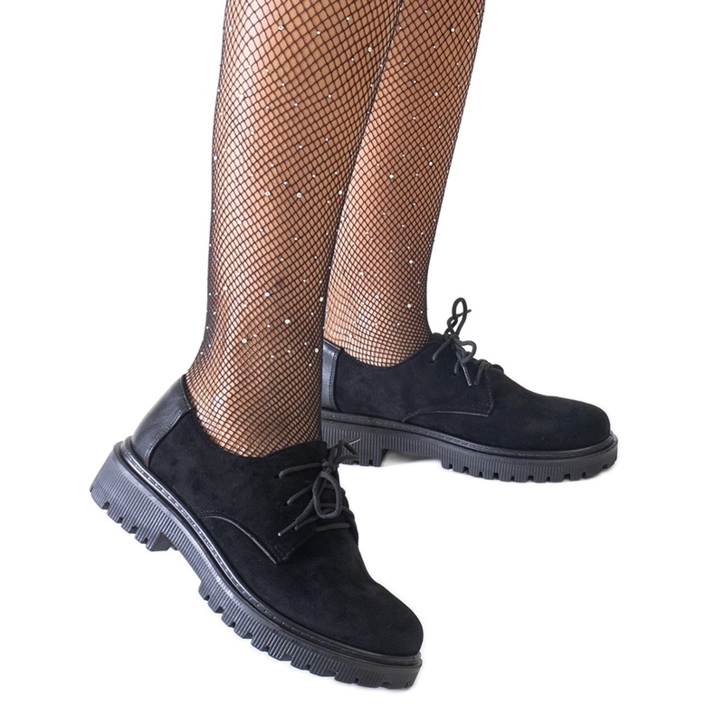 Černé ležérní šněrovací boty z ekosemišu Kalila černá