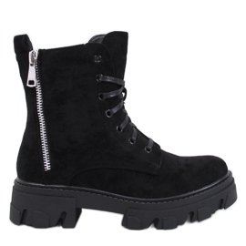 Healy Black šněrovací kotníkové boty se silnou podrážkou černá