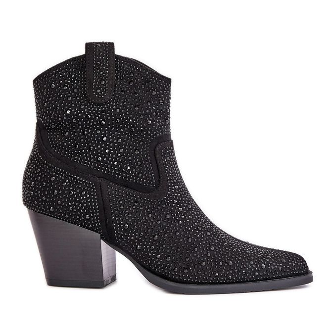 Zdobené kovbojské boty na vysokých podpatcích se špičatými špičkami S.Barski HY42-121 Black černá Zdobené kovbojské boty na vysokých podpatcích se špičatými špičkami S.Barski HY42-121 Black černá