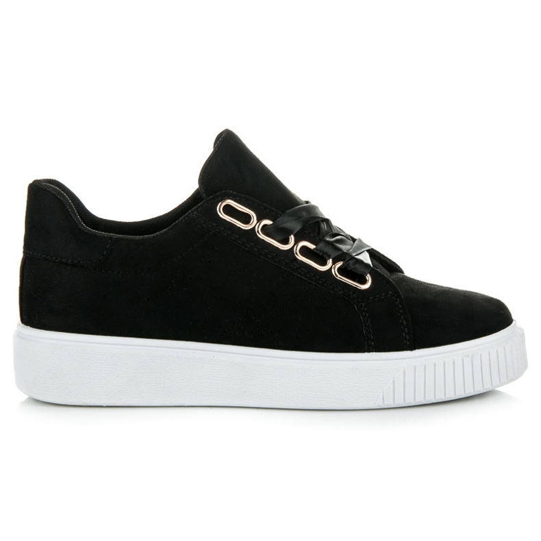 Ideal Shoes Tenisky převázané stuhou černá