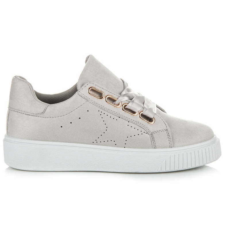 Ideal Shoes Tenisky svázané stuhou šedá