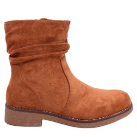 Volánkové kotníkové boty Bracy Camel hnědý Volánkové kotníkové boty Bracy Camel hnědý
