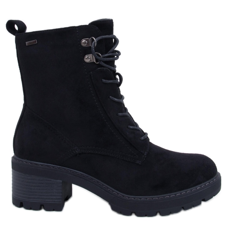 Pohodlné černé kozačky na vysokém podpatku černá Pohodlné černé kozačky na vysokém podpatku černá