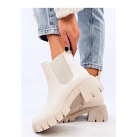 Chelsea kozačky na širokém podpatku Ledeck Beige Pu - Inello béžový