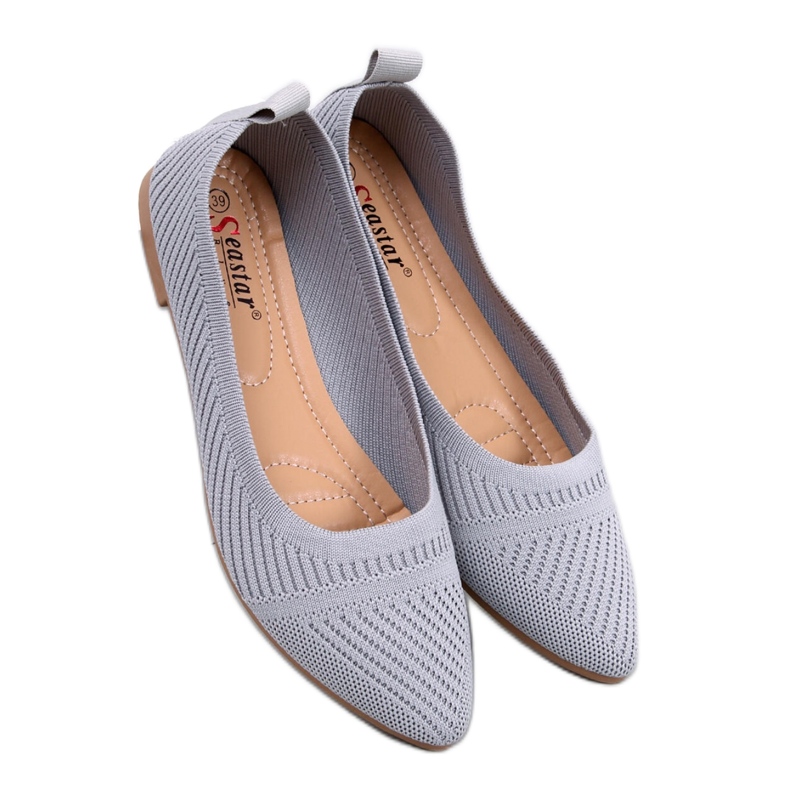 Šedé tkané balerínky šedá