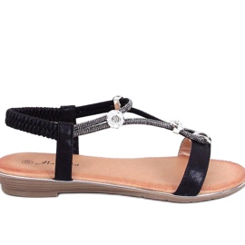 Černé zirkonové sandály černý