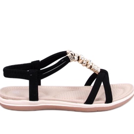 Černé sandály s ozdobnými zirkony černý