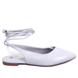 Šedé balerínky se zavazováním na otevřeném podpatku šedá