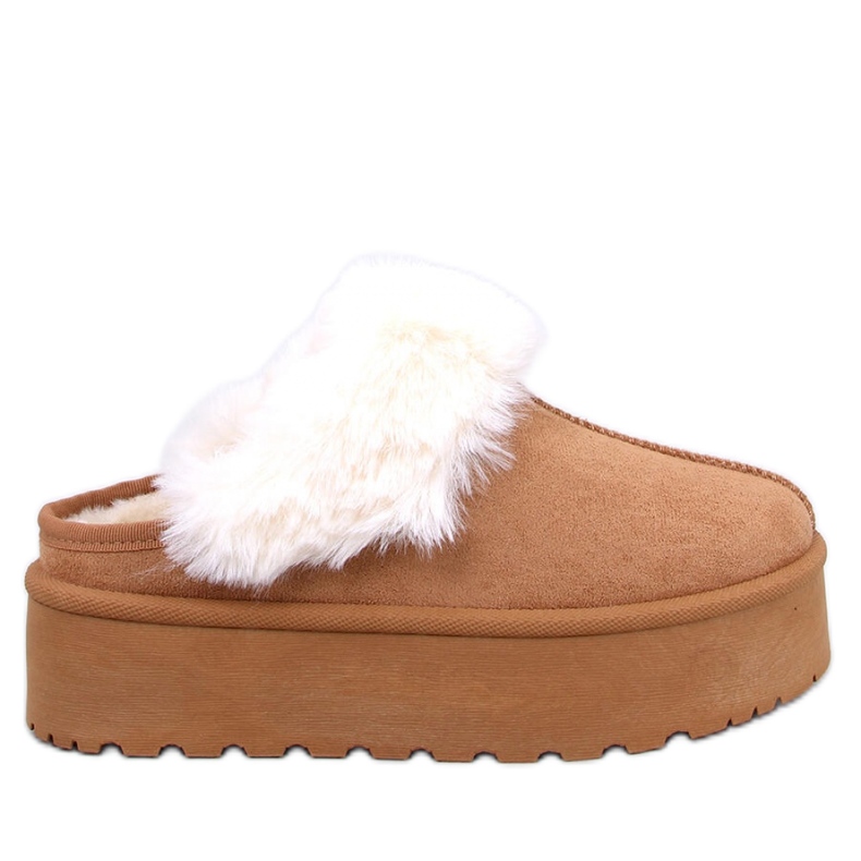 Sněhové pantofle na platformě Camel hnědý
