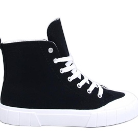 Plátěné tenisky na kotník Černé černý