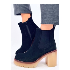 Kozačky na širokém podpatku a chrániči Mattis Black - Inello černá