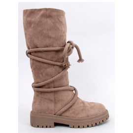 Semišové boty s khaki šňůrkou hnědý Semišové boty s khaki šňůrkou hnědý