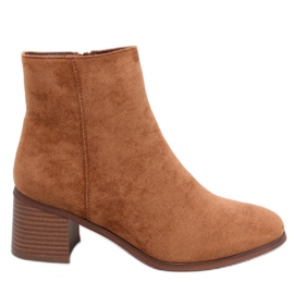 Klasické kotníkové boty Camel na vysokém podpatku hnědý