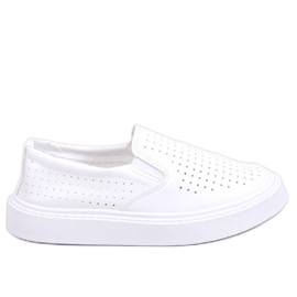 Bílé prolamované slip-on tenisky bílý Bílé prolamované slip-on tenisky bílý