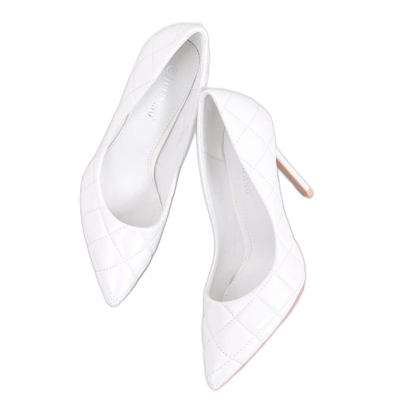 Bílé prošívané lodičky na jehlovém podpatku bílý