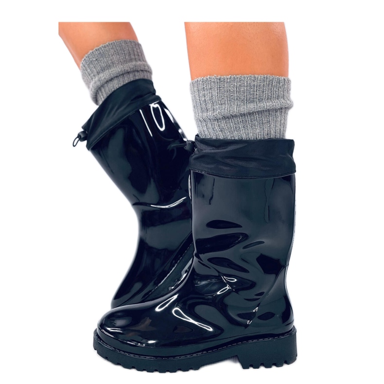 Malované galoše s černou manžetou černá Malované galoše s černou manžetou černá