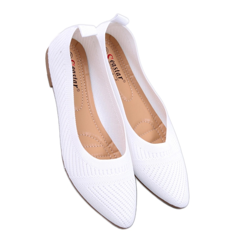Bílé tkané balerínky bílý