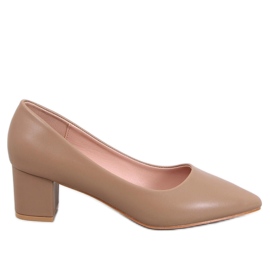 Khaki lodičky na nízkém podpatku hnědý Khaki lodičky na nízkém podpatku hnědý