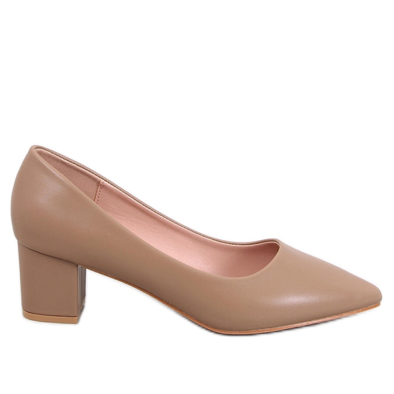 Khaki lodičky na nízkém podpatku hnědý Khaki lodičky na nízkém podpatku hnědý