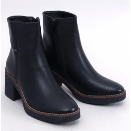 Tamika Černé gumové kotníkové boty na podpatku - Inello černá