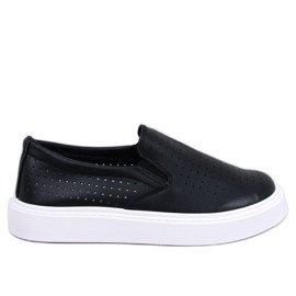 Černé prolamované slip-on tenisky černá Černé prolamované slip-on tenisky černá