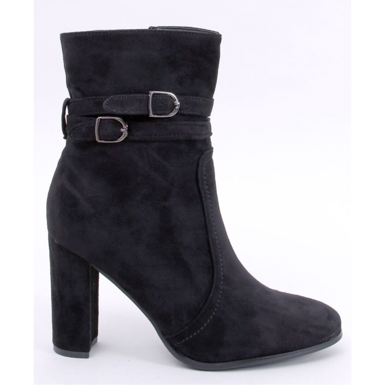 Dianes Černé semišové kotníkové boty na podpatku - Inello černá