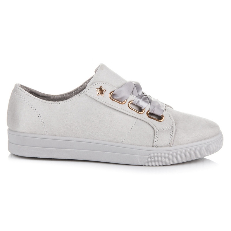 Ideal Shoes Semišové tenisky se stuhou šedá