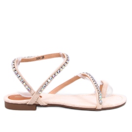Žabkové sandály Ayless Beige s kamínky - Inello béžový Žabkové sandály Ayless Beige s kamínky - Inello béžový