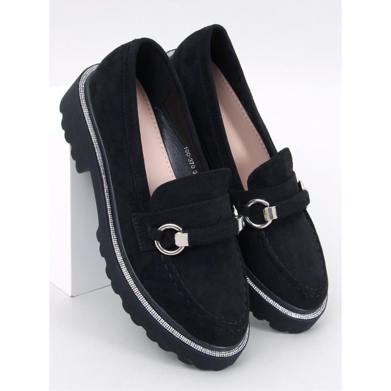 Sheady Black semišové mokasíny s vysokou podrážkou - Inello černá