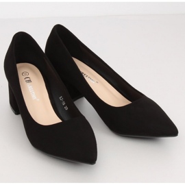 Černé lodičky na širokém podpatku KJ-10 Black - Inello černá