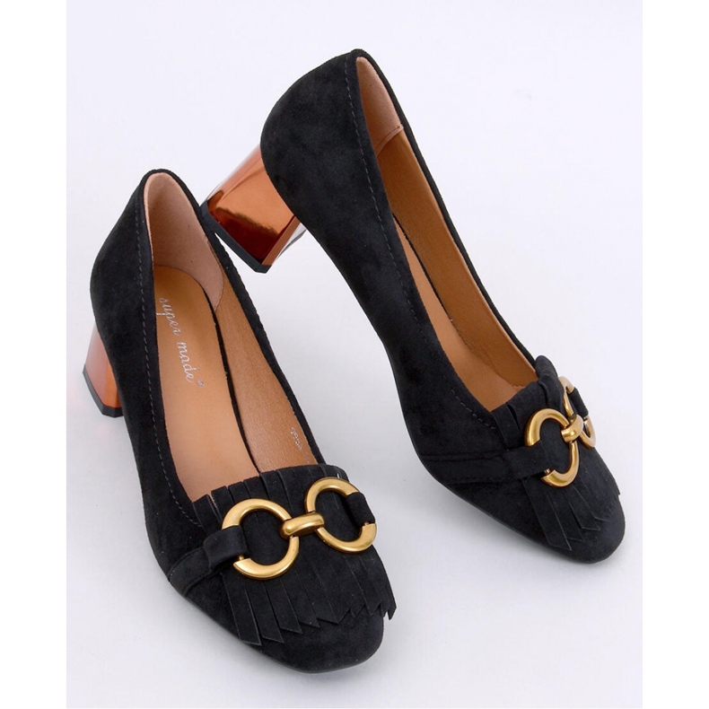 Weinn Černé měděné lodičky na podpatku - Inello černá