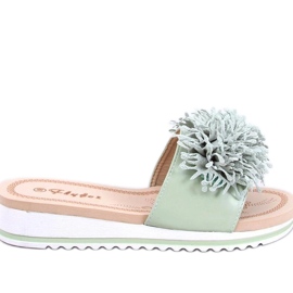 Sandal Wedge mules s květinami Ragnes Light Green - Inello zelený