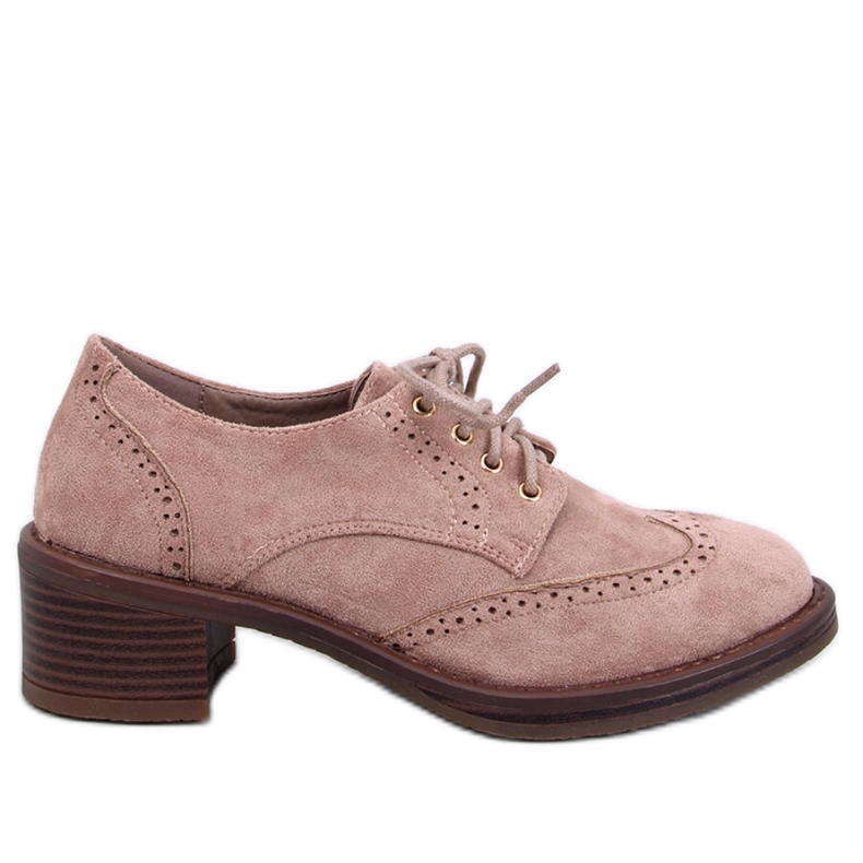 Mokasíny Vedra Khaki na vysokém podpatku - Inello béžový