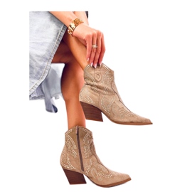 Kovbojské boty Lorenzo Khaki s kamínky - Inello béžový