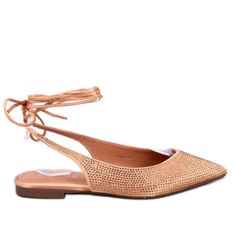 Balerínky s kamínky na otevřeném podpatku Vonda Champagne - Inello žlutá