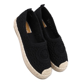 Dagonei Black prolamované balerínové espadrilky - Inello černý