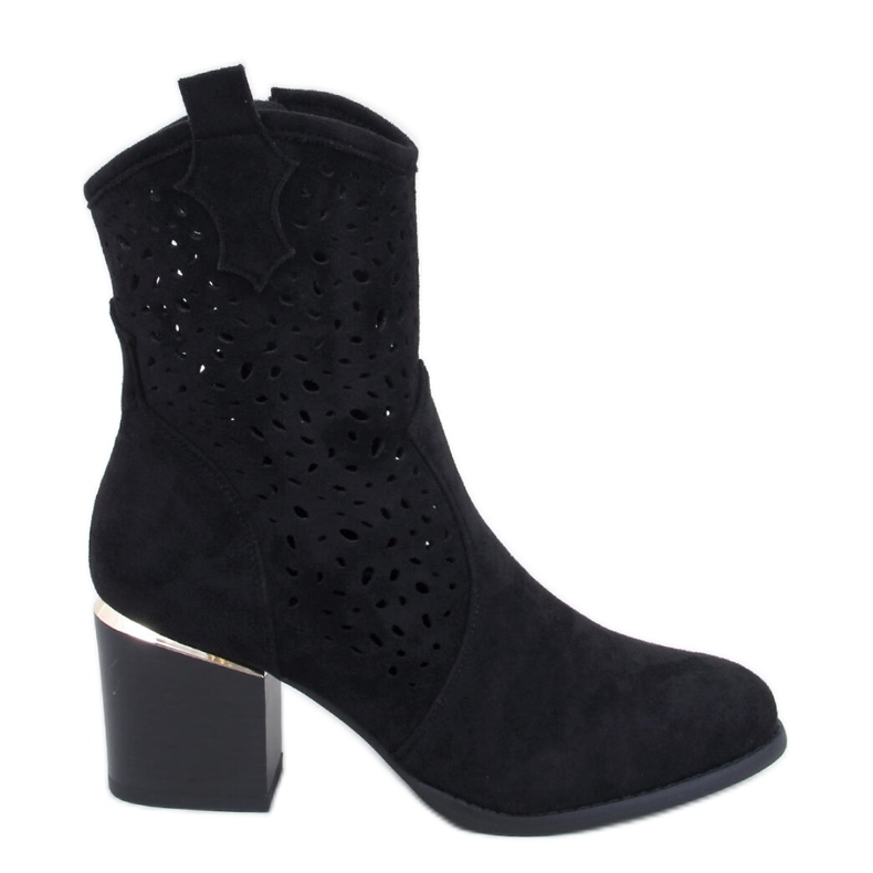 Antares Black prolamované semišové kovbojské boty - Inello černá