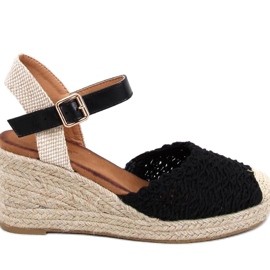 Černé espadrille sandály na klínku Morelli - Inello černý