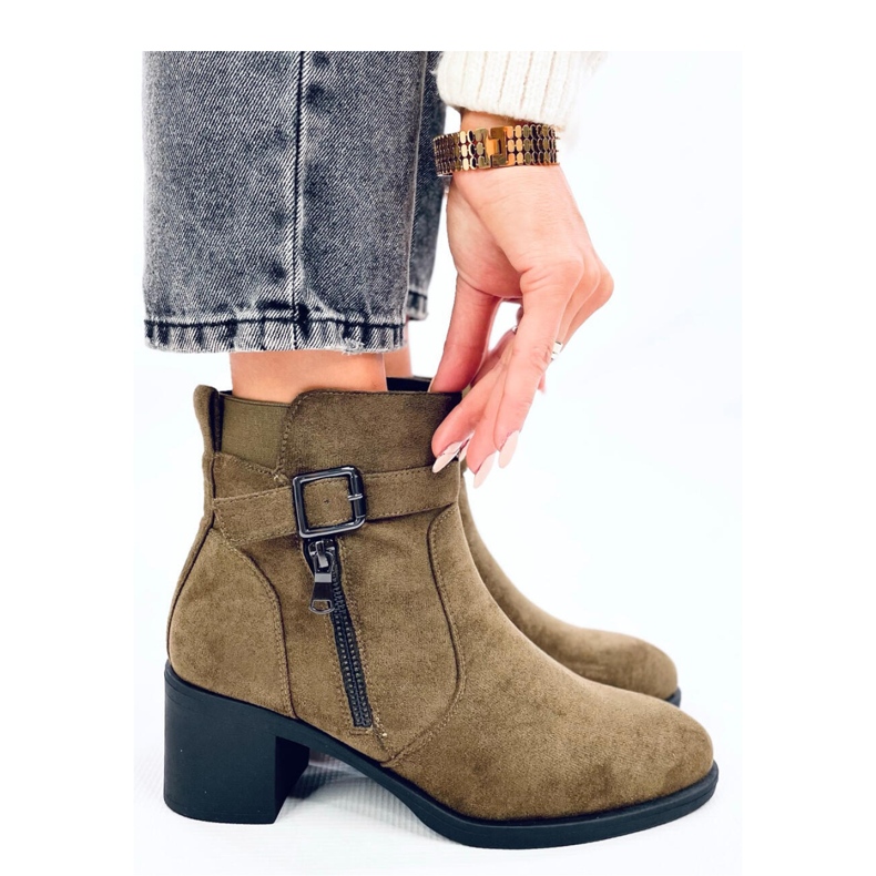 Klasické kotníkové boty na vysokém podpatku Irving Green - Inello zelená