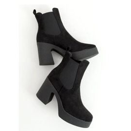 Černé gumové kozačky na vysokém podpatku ST-62P Black - Inello černý