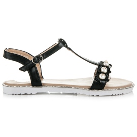 Nio Nio Ploché Sandály S Korálky černý